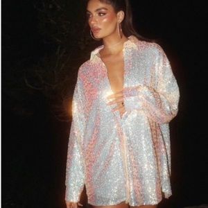 glittery oversized shirt